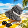 Striped woven Korean-style sunshade baseball cap for adults, summer straw hat for women Specification image